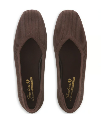 Women's Cleo Square Blissful Soul Ribbed Knit Flat 159126 CHOC