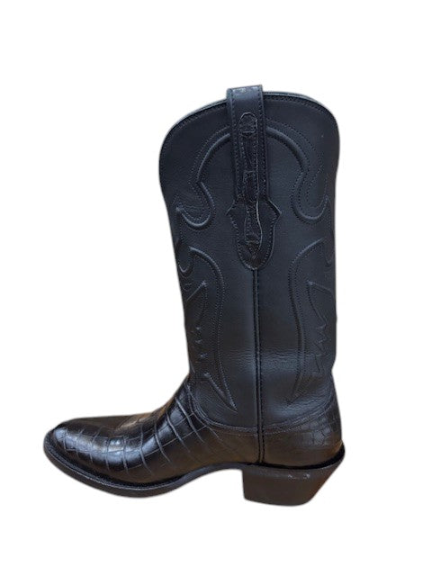 BK848-24 Black Jack Men's Nile Crocodile Belly Exotic Western Boots- Black