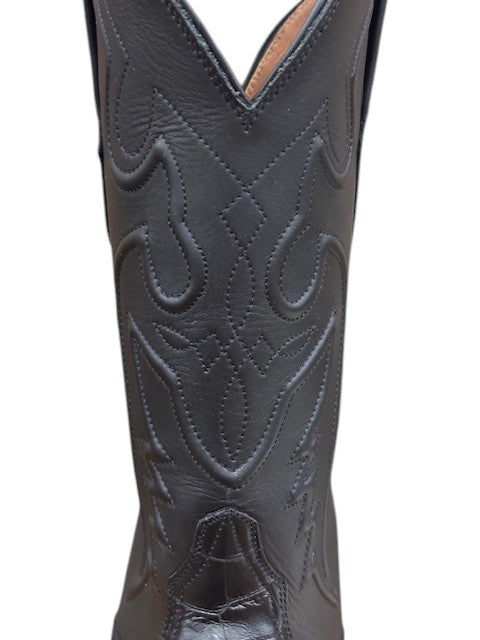 BK848-24 Black Jack Men's Nile Crocodile Belly Exotic Western Boots- Black
