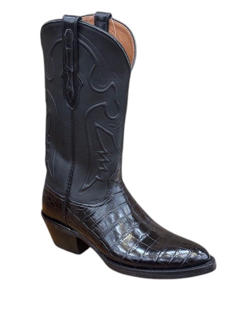 BK848-24 Black Jack Men's Nile Crocodile Belly Exotic Western Boots- Black