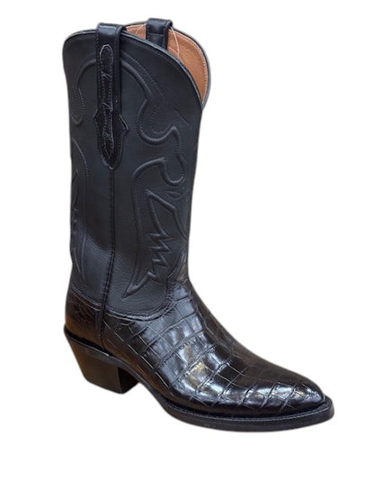 BK848-24 Black Jack Men's Nile Crocodile Belly Exotic Western Boots- Black