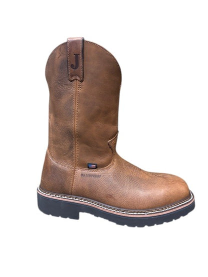 HL4225  Men's Justin Ames Walnut Brown Cowhide Waterproof Steel Toe Work Boots