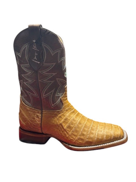 Justin San Antone Vintage Exotic Tan Caiman Boots GR5711