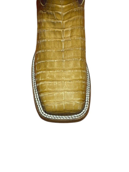 Justin San Antone Vintage Exotic Tan Caiman Boots GR5711