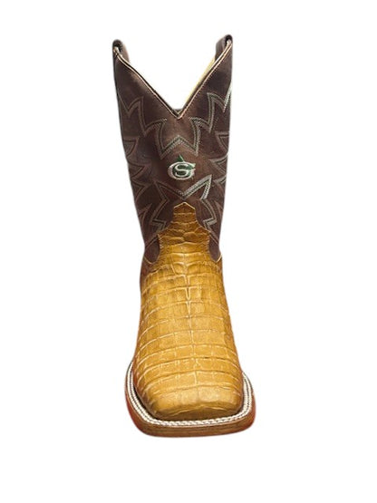 Justin San Antone Vintage Exotic Tan Caiman Boots GR5711