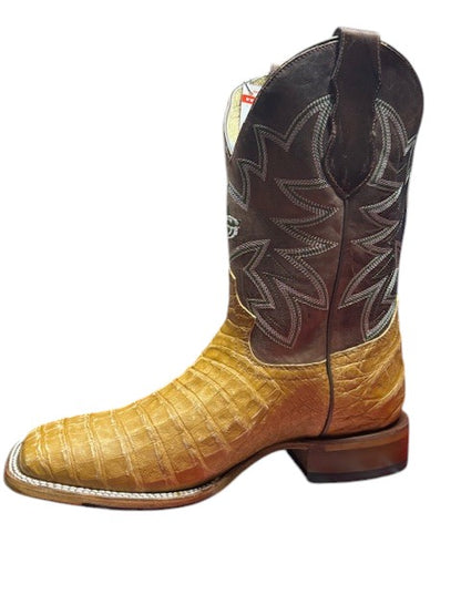 Justin San Antone Vintage Exotic Tan Caiman Boots GR5711