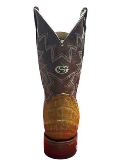 Justin San Antone Vintage Exotic Tan Caiman Boots GR5711