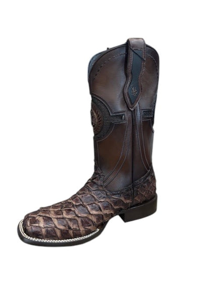 CUADRA Men’s Brown Square Toed Pirarucu Boots CU980-L