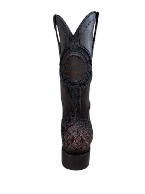 CUADRA Men’s Brown Square Toed Pirarucu Boots CU980-L