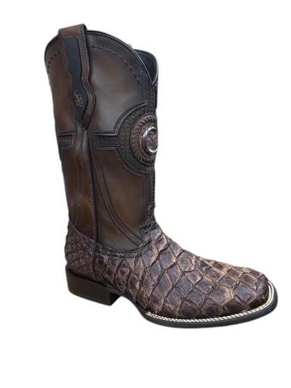 CUADRA Men’s Brown Square Toed Pirarucu Boots CU980-L