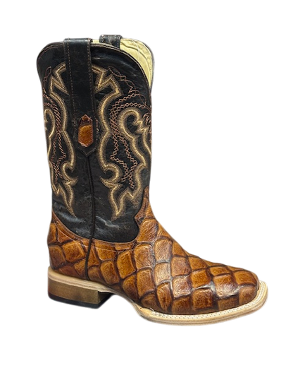 Men's Cowtown Cognac Fish Print Boots Q156