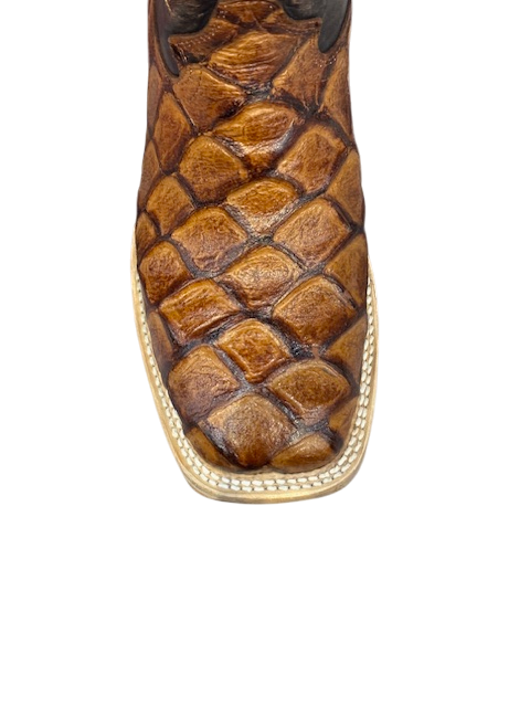 Men's Cowtown Cognac Fish Print Boots Q156