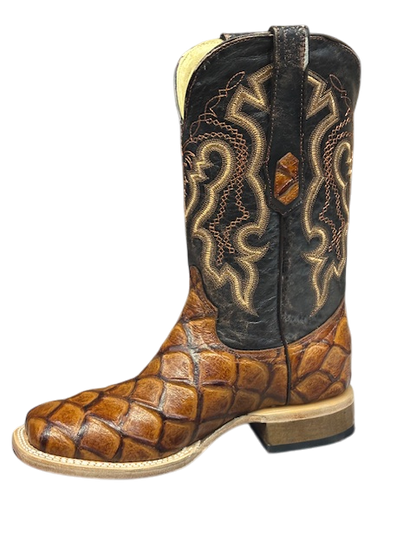 Men's Cowtown Cognac Fish Print Boots Q156