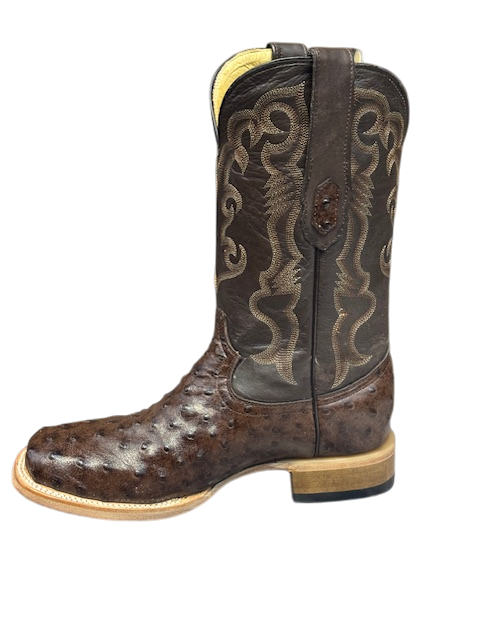 Men's Cowtown Ostrich Print Rustic Brown Western Boots Q6073