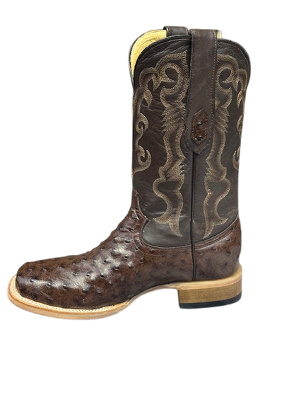 Men's Cowtown Ostrich Print Rustic Brown Western Boots Q6073
