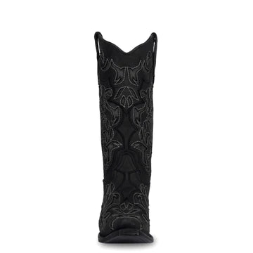 Corral Women's Inlay & Embroidery Black/Grey Western Boots - Snip Toe  L6033