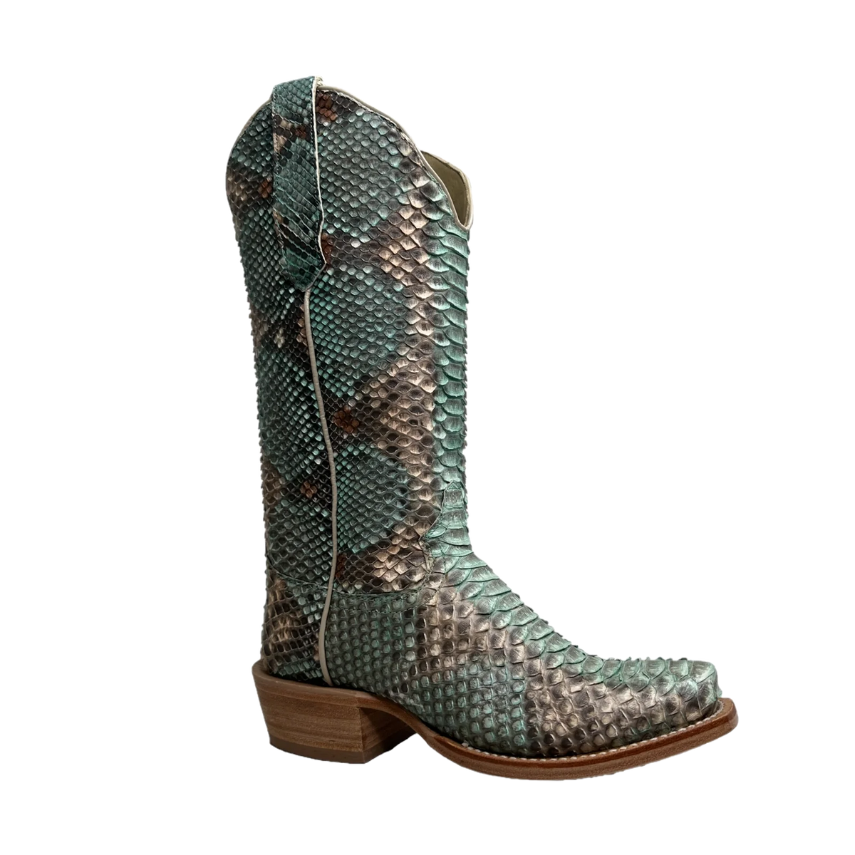 Python Boots 6 Toe R. Watson Ladies Python Copper & Teal Square toe Boots RWL7204-1