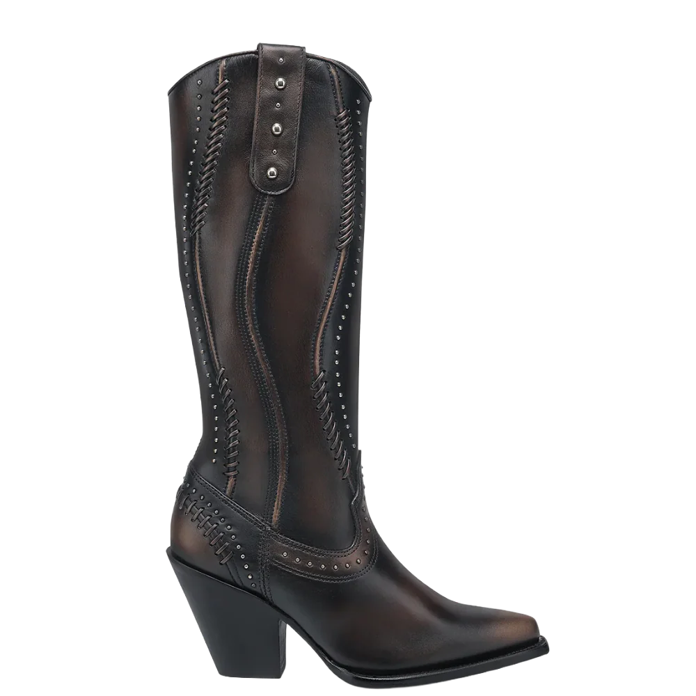 Cuadra Ladies Woven & Studded Tall Chocolate Brown Western Boot CC260