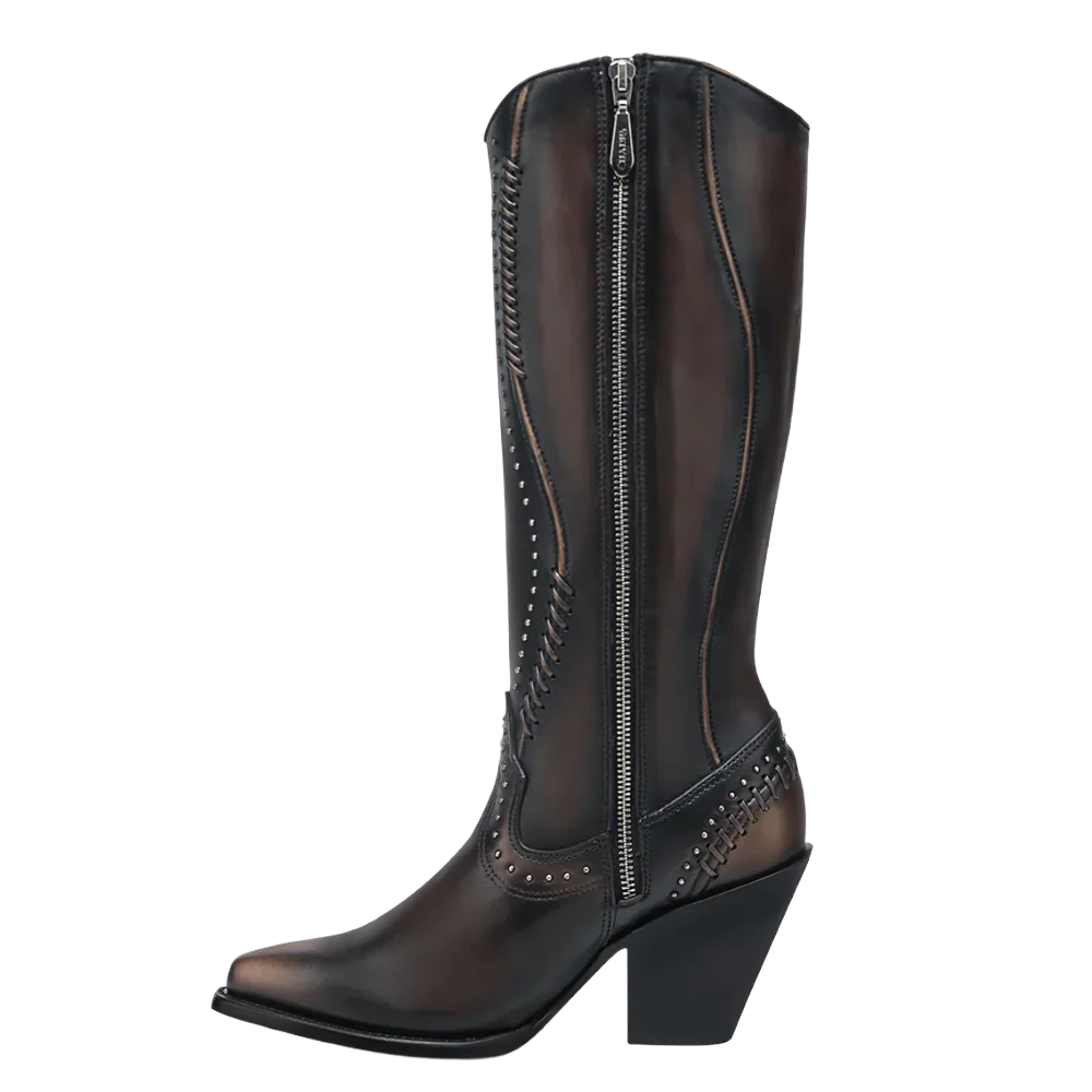 Cuadra Ladies Woven & Studded Tall Chocolate Brown Western Boot CC260