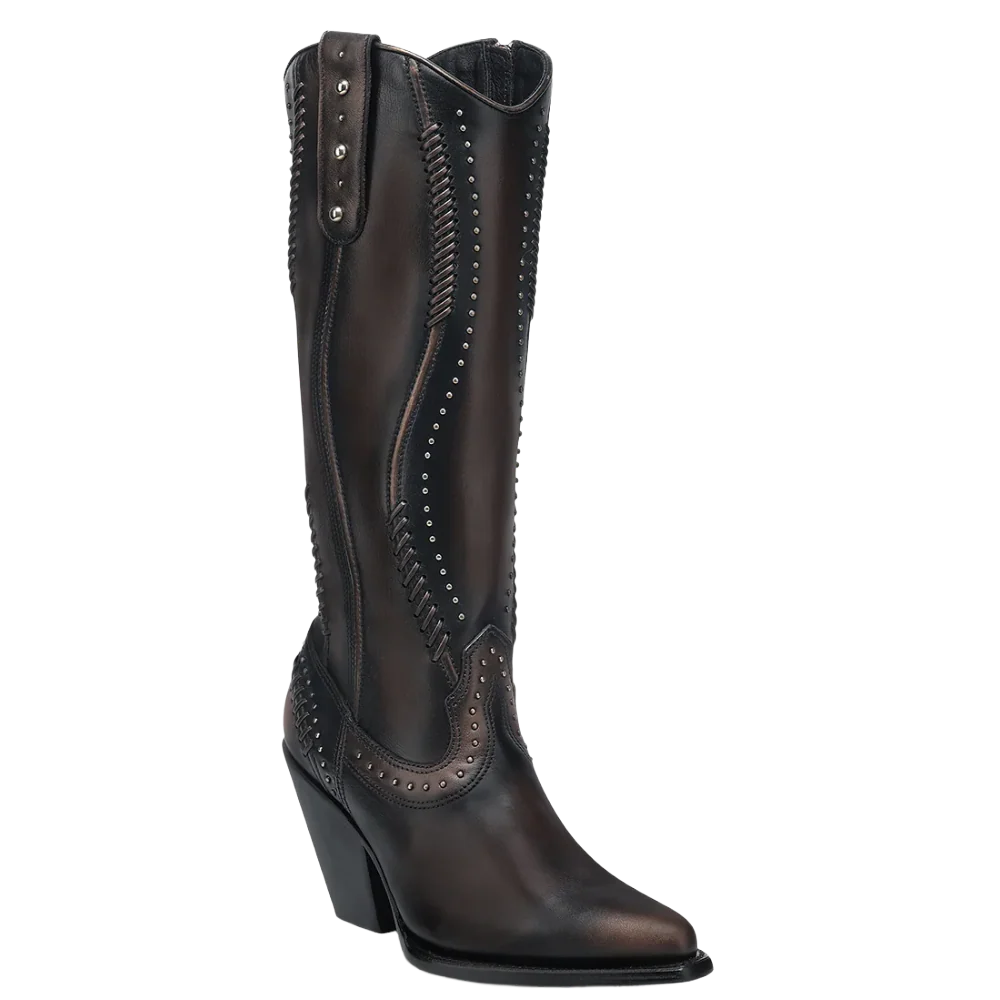 Cuadra Ladies Woven & Studded Tall Chocolate Brown Western Boot CC260