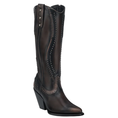 Cuadra Ladies Woven & Studded Tall Chocolate Brown Western Boot CC260