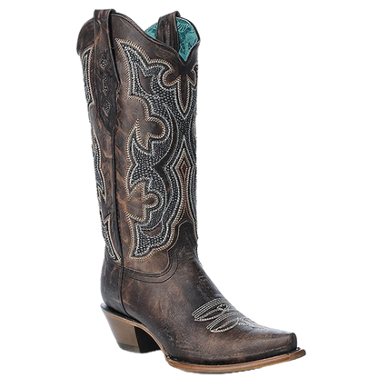 Corral Ladies Embroidery & Overlay Brown Western Boots Z5289