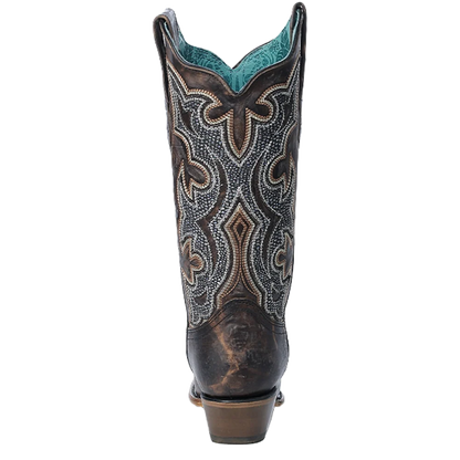 Corral Ladies Embroidery & Overlay Brown Western Boots Z5289