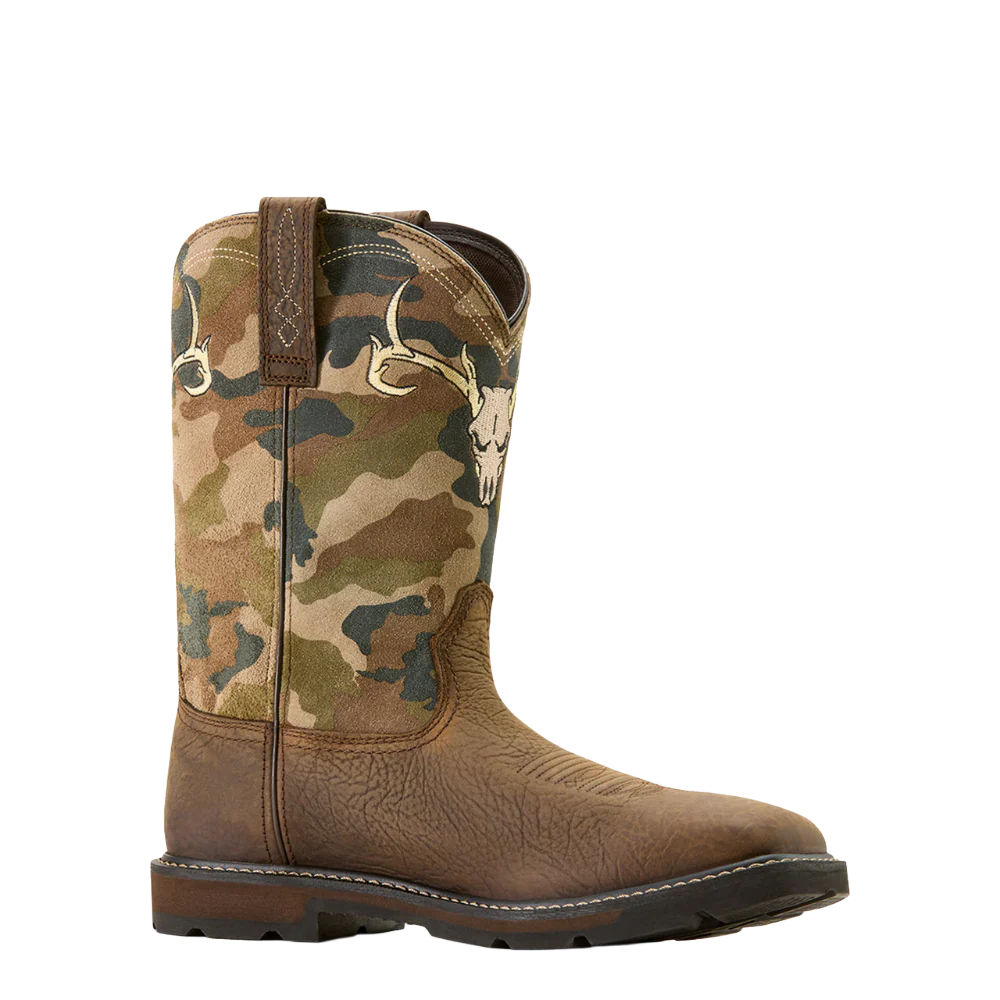 Ariat Men's Ground Breaker Brown Waterproof Camo Steel Toe Work Boot 10074287