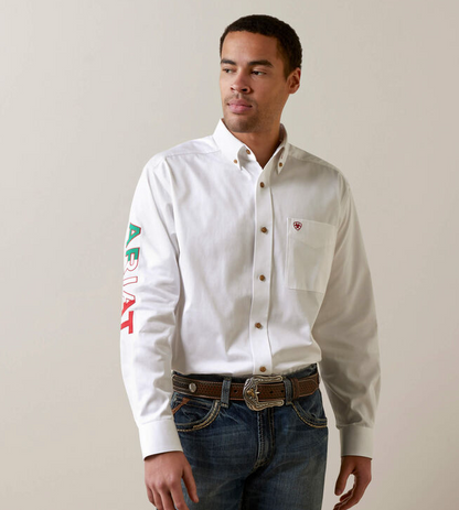 Ariat Mens Team Logo Mexico White Shirt - 10040911-X BIG AND TALL SIZES