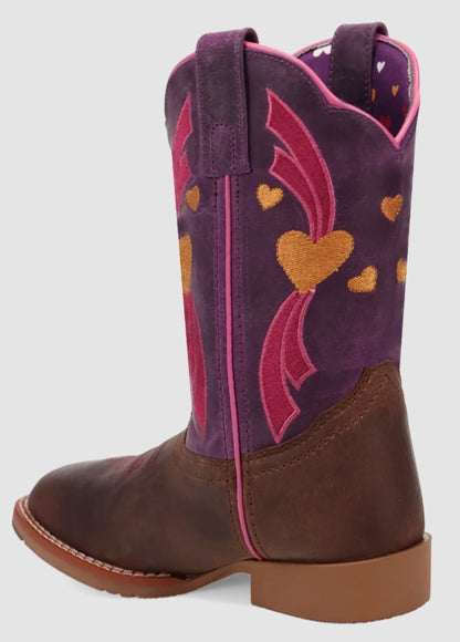 Dan Post Youth Girl's Lottie Tan & Purple Leather Western Boot DPC5023
