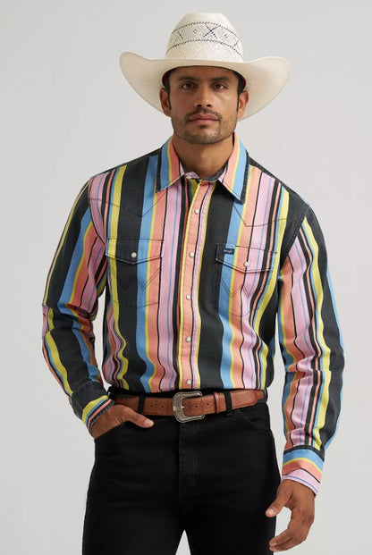 MEN'S WRANGLER Vintage-Inspired Brushpopper Western Snap shirt 2374803