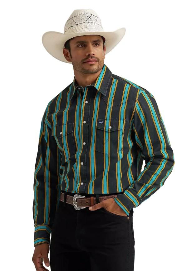 Men's Wrangler Vintage-Inspired Brushpopper Western Snap Work Shirt 112375714