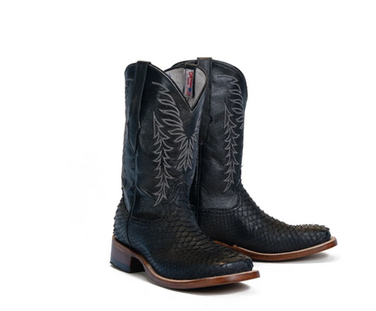 Cowtown Men's Python Belly Black Square toe 800Q