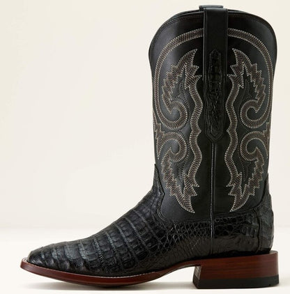 Men's Ariat Classic Callen Wide Square Toe Western Boot MATTE BLACK CAIMAN BELLY|MIDNIGHT BLACK 10063772