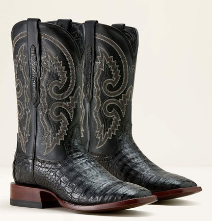 Men's Ariat Classic Callen Wide Square Toe Western Boot MATTE BLACK CAIMAN BELLY|MIDNIGHT BLACK 10063772