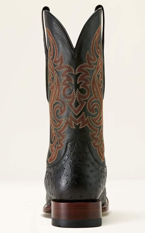 Men's Ariat Classic Cash Wide Square Toe Western Boot BLACK FULL QUILL OSTRICH|MIDNIGHT BLACK 10063776