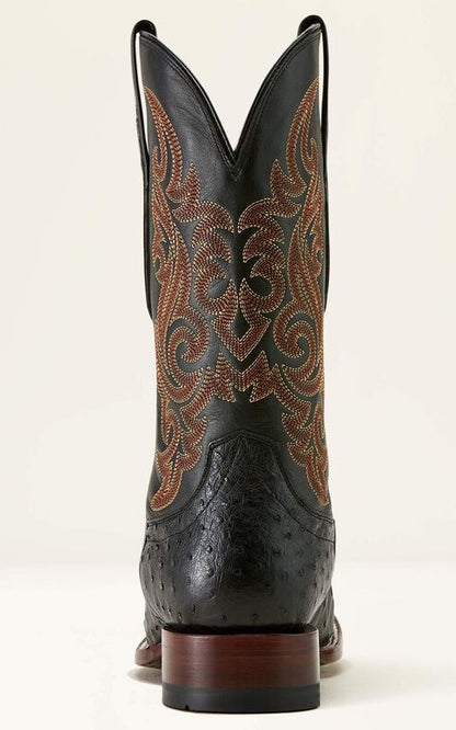 Men's Ariat Classic Cash Wide Square Toe Western Boot BLACK FULL QUILL OSTRICH|MIDNIGHT BLACK 10063776