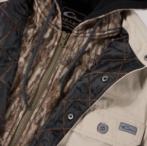 MEN'S DRAKE Campfire Canvas Shirt Jac Hoodie DS1080-KHK