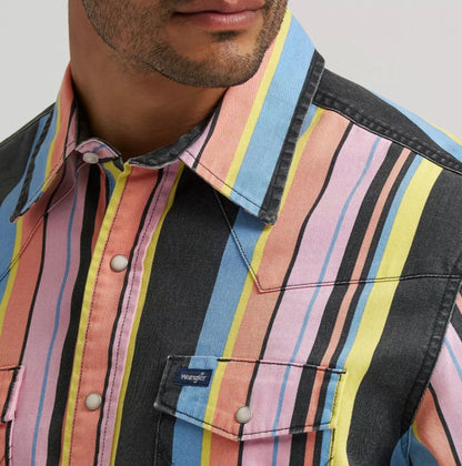 MEN'S WRANGLER Vintage-Inspired Brushpopper Western Snap shirt 2374803
