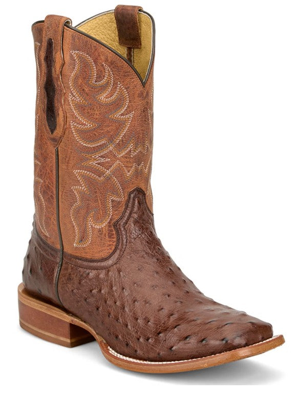 Tony Lama Men's Blaine Exotic Full Quill Ostrich Western Boots - Broad Square Toe RN3572