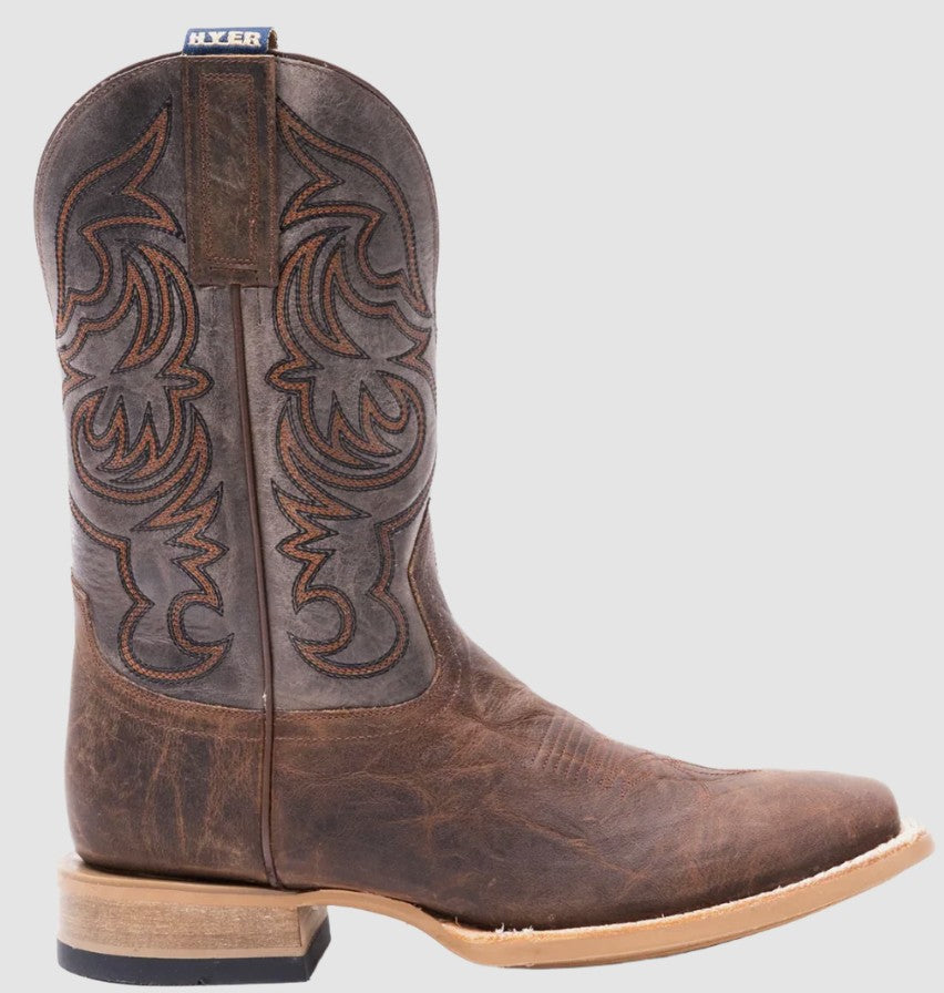 HYER Men's Bucklin Tan Leather Square Toe Western Boot HM11049