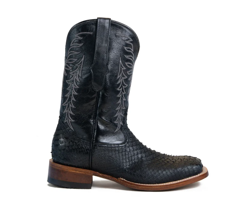 Cowtown Men's Python Belly Black Square toe 800Q
