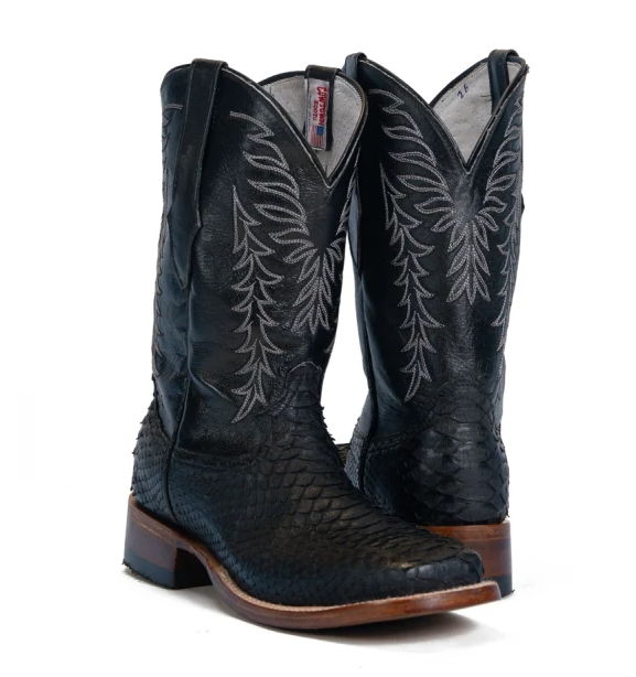 Cowtown Men's Python Belly Black Square toe 800Q