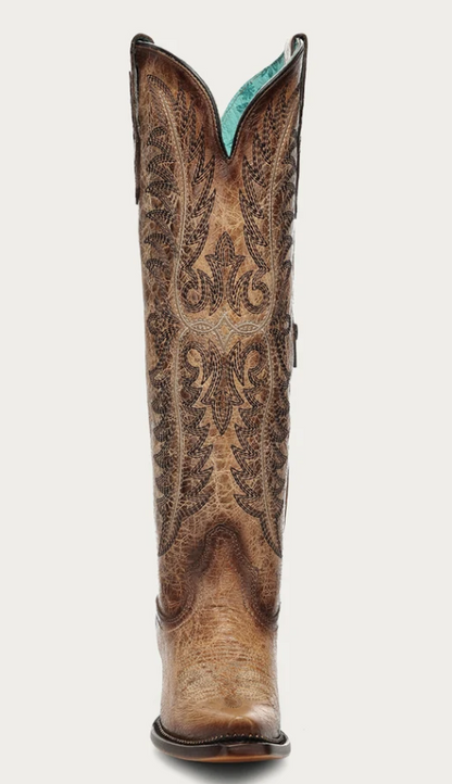 A5009 - WOMEN'S SAND EMBROIDERY WITH METALLIC BEADED WELT SNIP TOE TALL TOP COWBOY BOOT