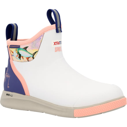 Women's 6'  Ankle Deck Boot Sport Guy Harvey in White / Sunset Tarpon- XADSWG10