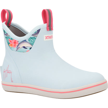 Women's 6" in Ankle Deck Boot Guy Harvey in Blue / Dolphin Floral -XWABGH21