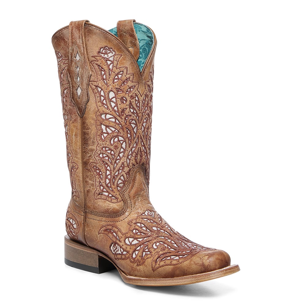 Ladies Corral Sand Glitter Inlay Cowgirl Boots A4879