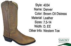 Smoky Mountain - Men's Denver Brown Distressed Leather Cowboy Boot 4034