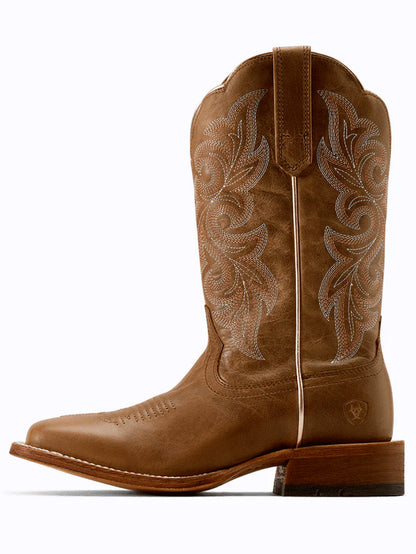 Ariat 10074374 Womens County Lane Wide Square Toe Western Boot Natural Tan