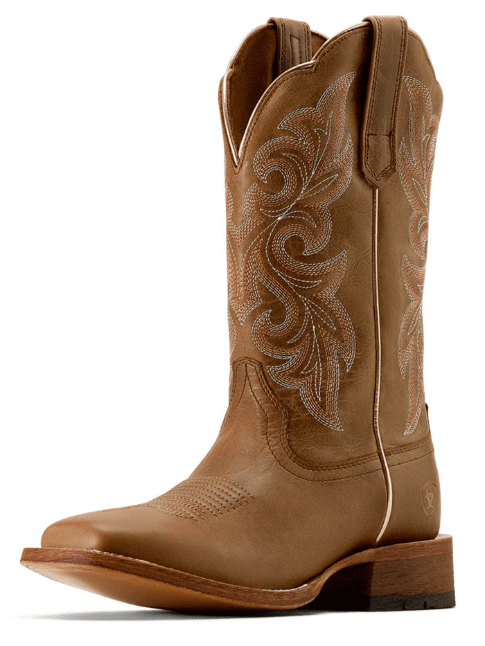 Ariat 10074374 Womens County Lane Wide Square Toe Western Boot Natural Tan